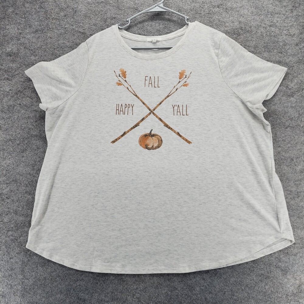 Maurices Shirt Womens 2 Gray Short Sleeve Happy Fall Yall